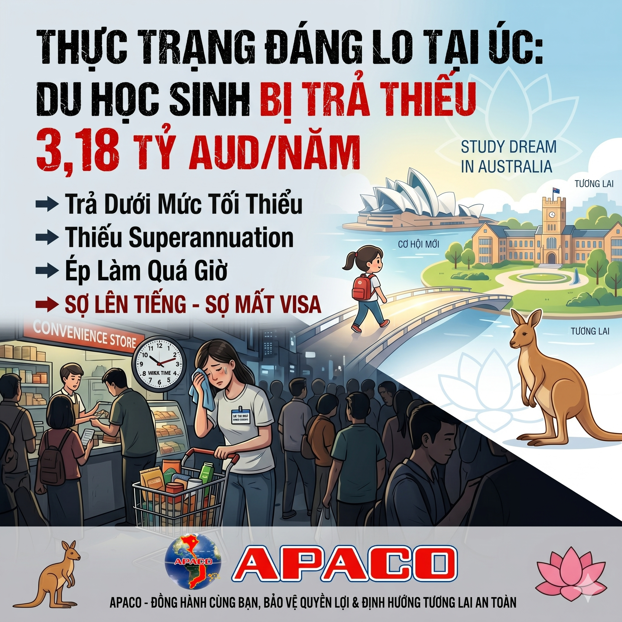 😔 THỰC TRẠNG ĐÁNG LO TẠI ÚC: DU HỌC SINH ĐANG BỊ TRẢ LƯƠNG THIẾU TỚI 3,18 TỶ AUD MỖI NĂM